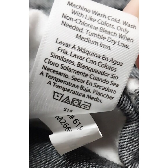 George Mens Plaid Flannel Shirt Medium 38-40 Button Black White Cotton Blend GUC - Picture 6 of 15